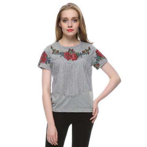 Rubi Fashion Tassel Floral Print Tees